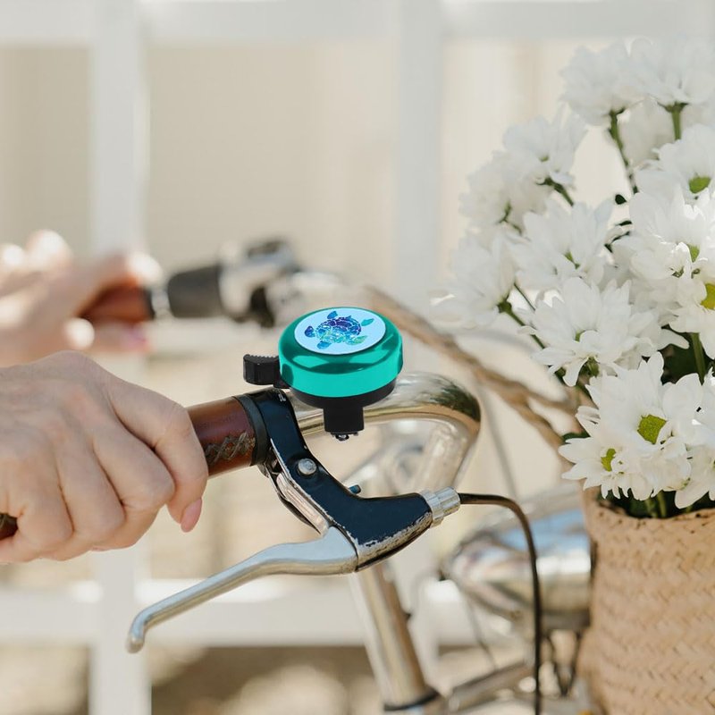 WIRESTER Green Aluminum Round Bike Bell, Classic Ring Bicycle Bell, Bike Accessories Bell Ring for Adults Kids Girls Boys - Blue Sea Turtle