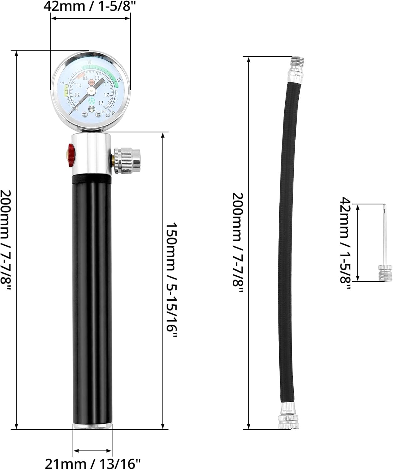 QWORK Sports Ball Air Pump - Powerful Hand Pump with Pressure Gauge for Basketball, Volleyball & Soccer | Black