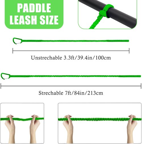 Kayak Paddle Board Tether Leash by [Brand Name] - Stretchable 3.3-7 Feet Strap with Carabiner for SUP & Fishing Gear
