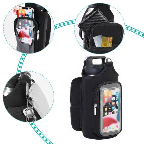 Joyzan Magnetic Gym Bag, Water Bottle Small Holder for Men Portable Fitness Sling Carrier Pouch Sleeve Phone Pockets Adjustable Strap 6 Magnets Crossbody Organizer Women Travel Sports Workout Fitness