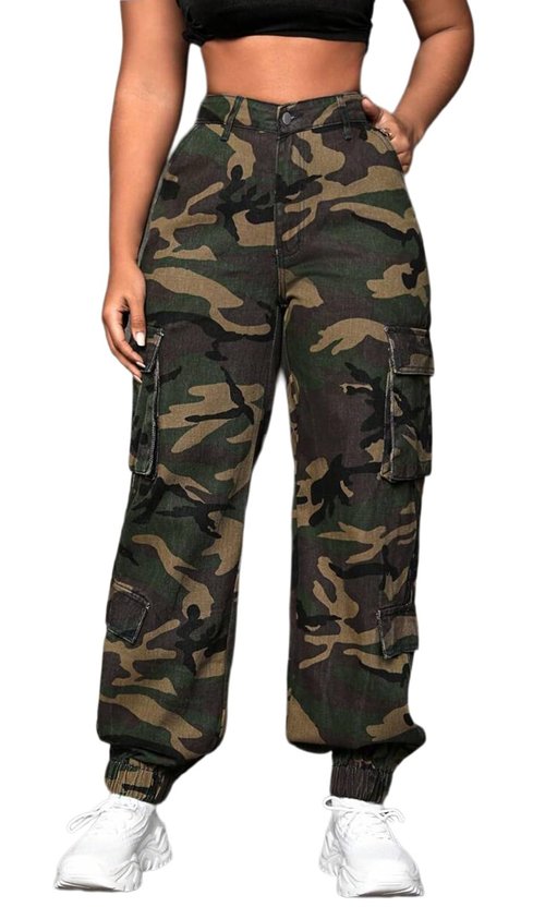 Camo Pants Women Baggy High Waisted Camouflage Cargo Joggers with Multiple Pockets Military Army Sweatpants XL