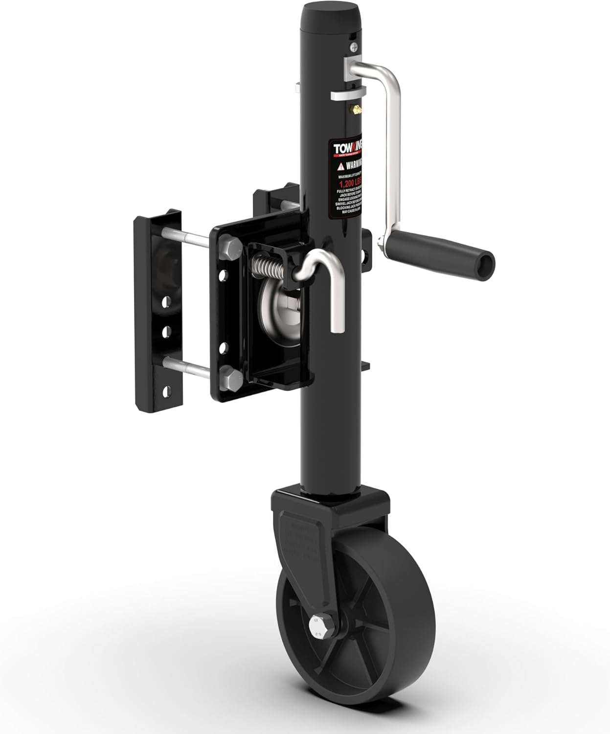 Trailer Jack 1200 lbs by [Brand Name] - 10" Lift with Wheel | Bolt-On Tongue Jack for RVs, Boats, Trailers