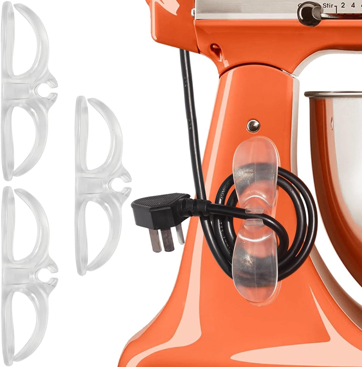 AFunCrafter Cord Organizer for Kitchen Appliances - Clear Cable Wrapper Holder Winder Keeper Wrap, Stick On Mixer