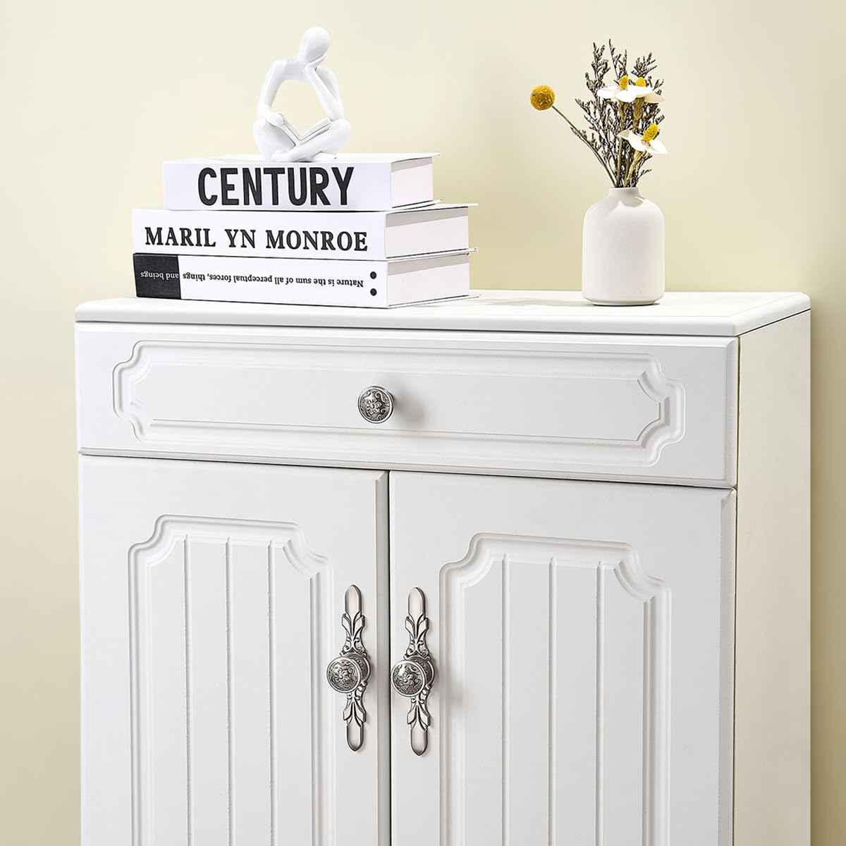 YCSJ Round Drawer Knobs and Pulls - 10 Pack / 1.26 Inch, Brushed Nickel Knobs, Modern Drawer Knobs for Office Cabinets, Bathroom Cabinet Knob, Kitchen Decorative Hardwares