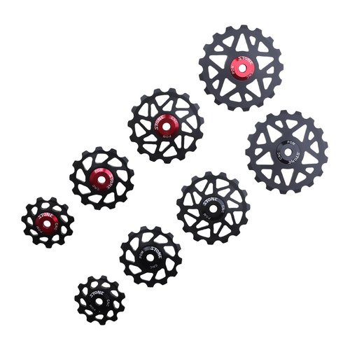 DJC Stone Bearing Pulley Wheel Gear Guide Roller 11t 13t 15t 17t MTB Road Bike Rear Derailleur for Shimano for Sram Over Sized Ordinary Tooth Pulley (Black Hollow, 13T)