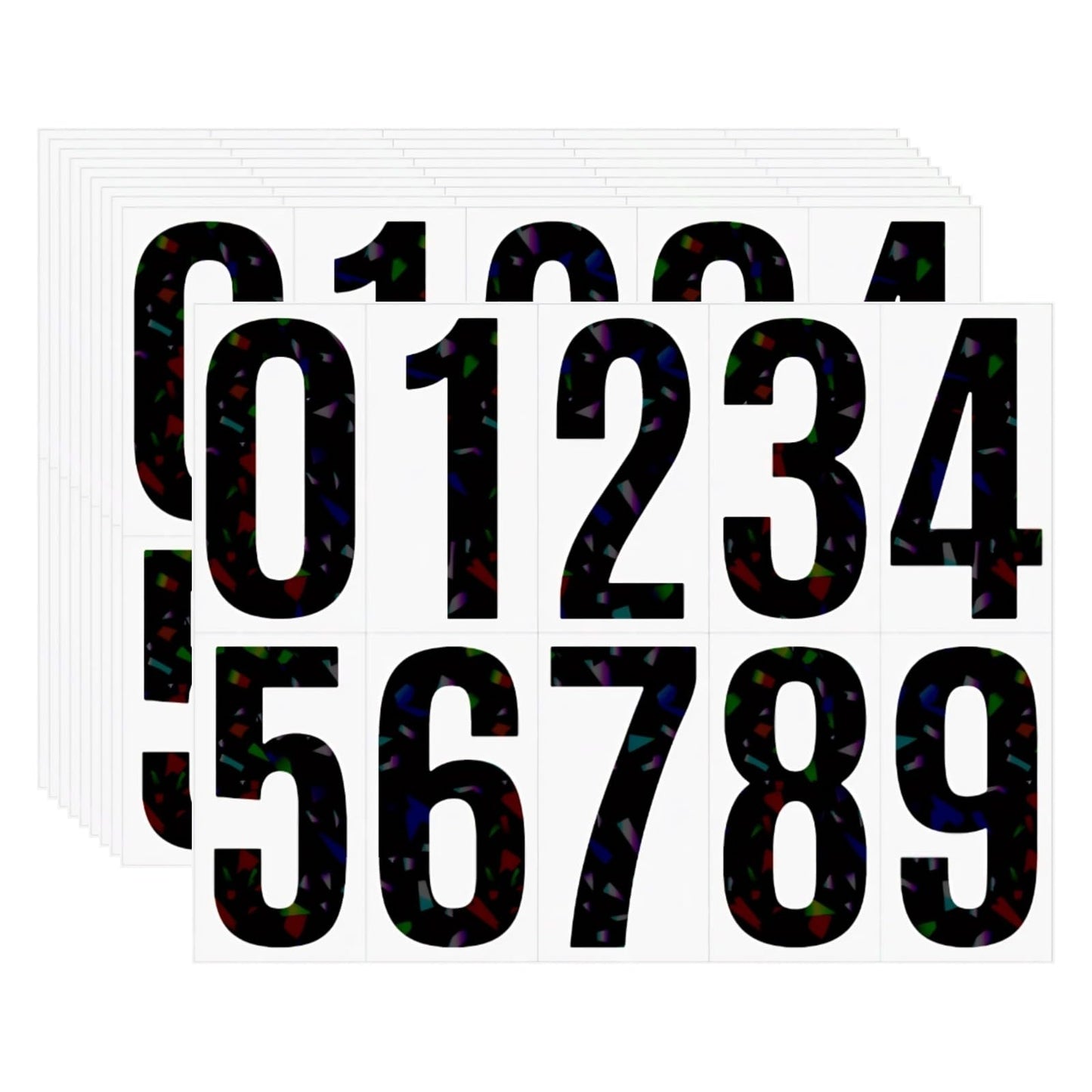 Jiepuxiter 10 Sheets Reflective Vinyl Mailbox Number Stickers,Self-Adhesive Address Labels for Cars, House Doors, Windows & Metal Mailboxes (Black, 4 inch)