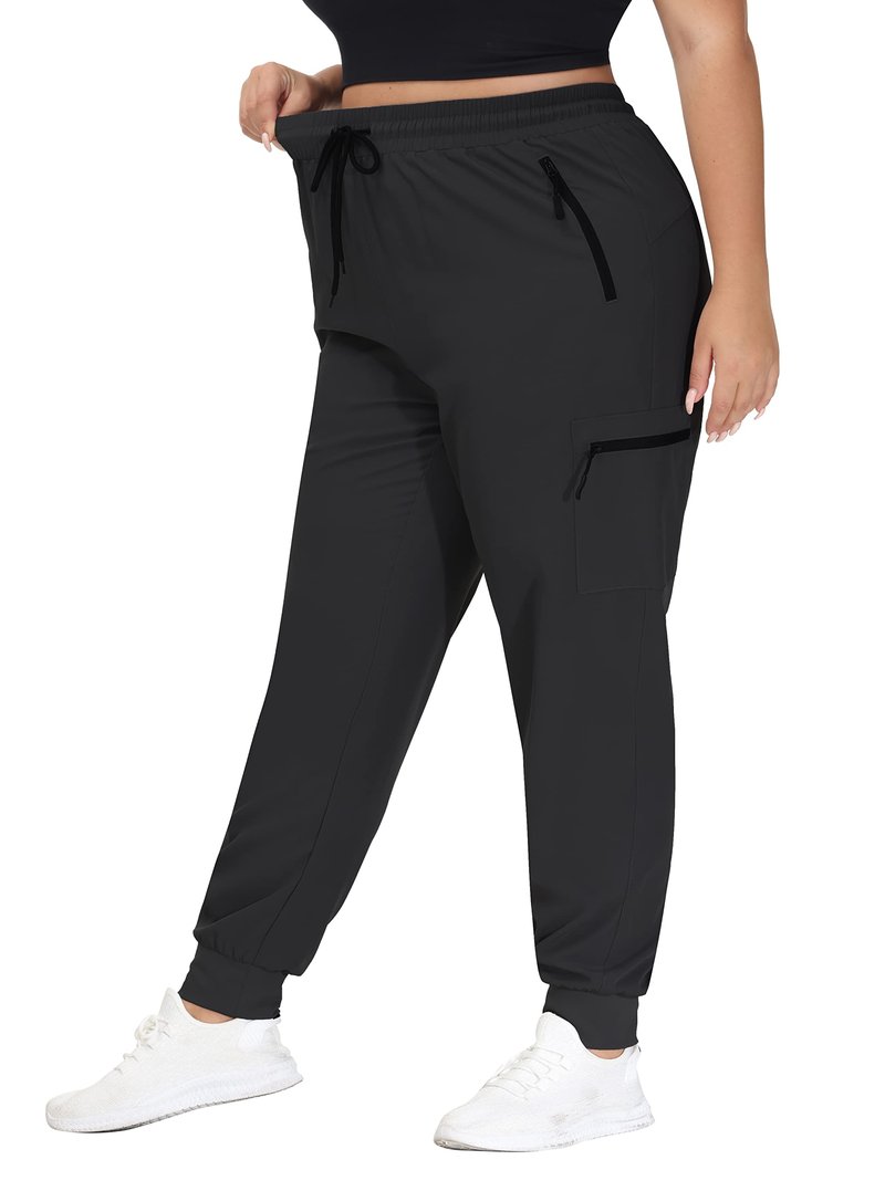 SEKINO Women's Plus Size Cargo Hiking Pants Lightweight Quick Dry Athletic Pants Pockets Black 2X
