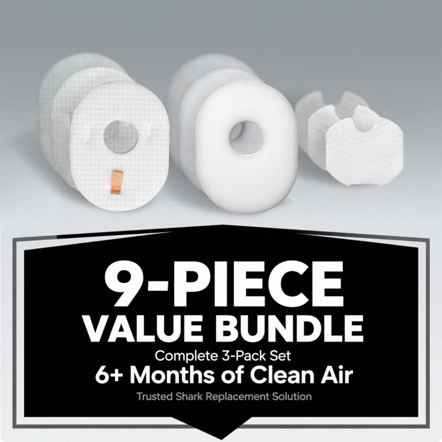 3Pack Dcoecue Replacement Vacuum Filters for Shark Rocket HV300, HV301, HV302, HV303, HV305, HV307QB, HV308Q, HV310, UV450, Part XFFV300, Includes 3 Foam, 3 Felt, and 3 Post-Filters