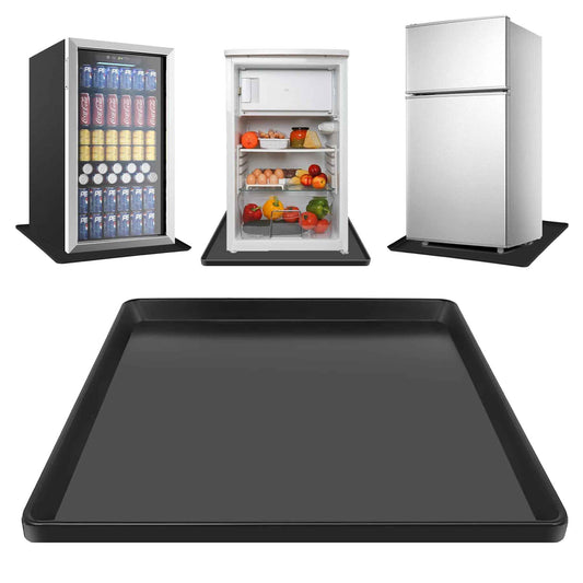 Mini Fridge Mat for Carpet, 24" x 24" x 0.8" Refrigerator Floor Protector, Under Refrigerators Silicone Mat with Raised Edge, Laundry Guards for Washer and Dryer Pan, AC Drip Pan Mat