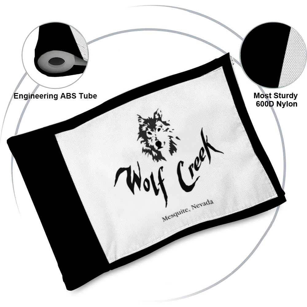 2BUT The Wolf Golf Course Mesquite Nevada Golf Pin PGA Flag Practic Putting Green Golf Flag For Backyard Garden Double-Sewn 600D Nylon Miniature Pin Flag Regulation Tube Flag (8"X6")