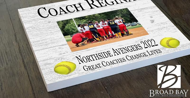 Personalized Softball Coach Gift Plaque with Photo - 10in x 10in