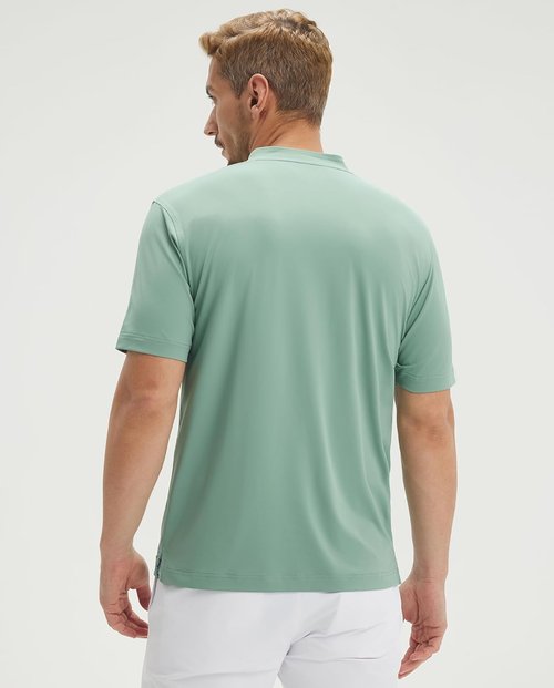 M MAELREG Men's Golf Shirts - Collarless Performance Dry Fit | Moisture-Wicking Short Sleeve Henley