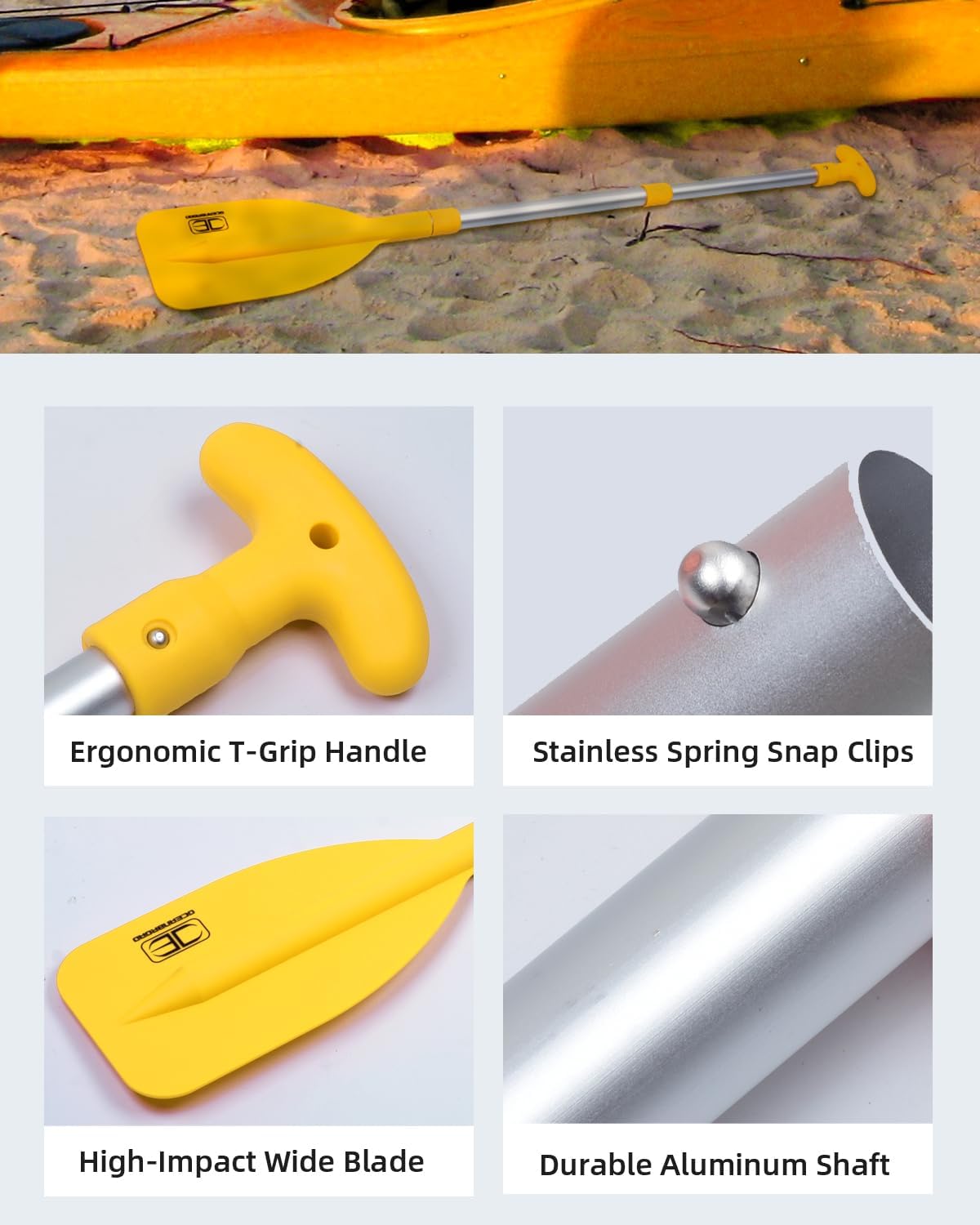 OCEANBROAD Telescoping Emergency Paddle - Adjustable 21'' to 42'' | Lightweight Aluminium for Kayaking & Canoeing
