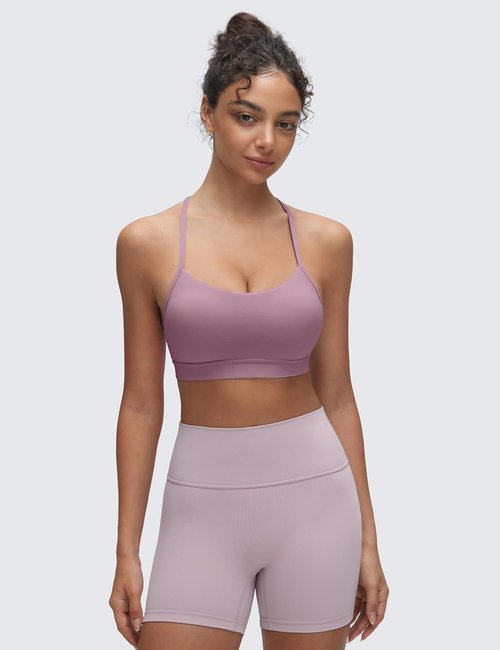 CRZ YOGA Sports Bra - Butterluxe Padded Racerback for Women | Low Impact Yoga Top in Stylish Design