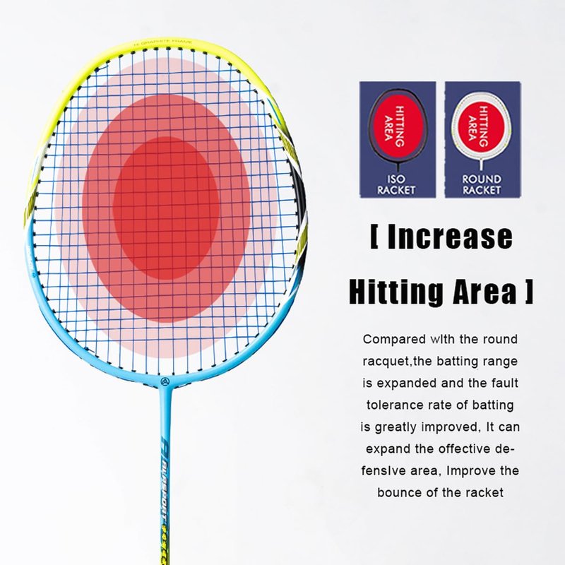 ALPSPORT Power Original Design 4U G5 Graphite Badminton Rackets Sets of 2, Carbon Fiber Racquets with 1 PVC Bag, 2 Tied Grips Tapes, 3 Shuttlecocks, 22-28LBS Padel Raket for Sports Training (Blue)