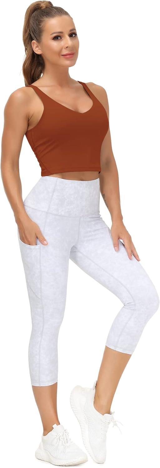 The Gym People Women's Longline Sports Bra - Wirefree & Padded for Medium Support