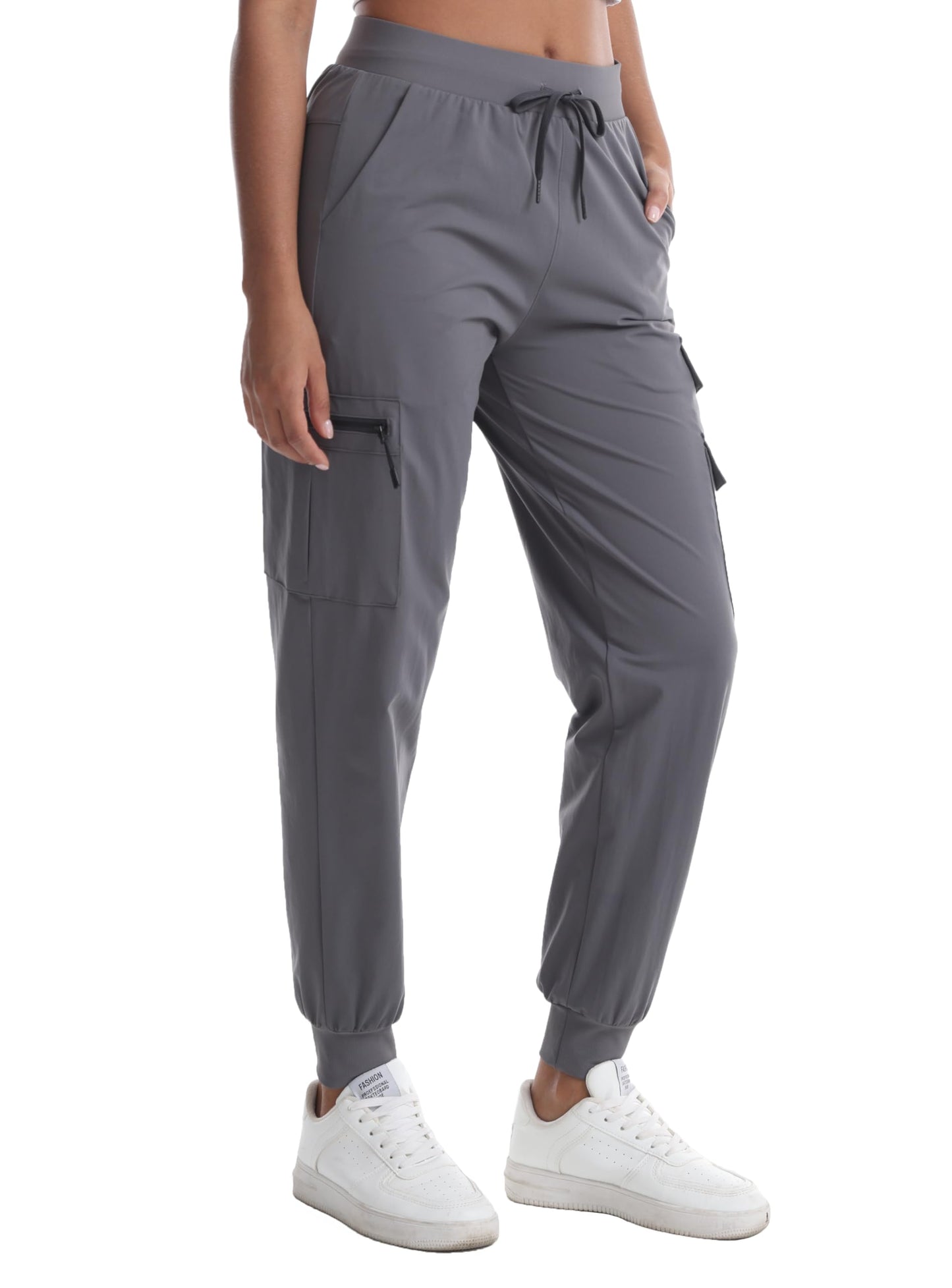 zsenoxaxi Women's Lightweight Hiking Pants - Water Resistant Casual Travel Joggers with Zippered Pockets for Golf Camping(Charcoal Grey,M)