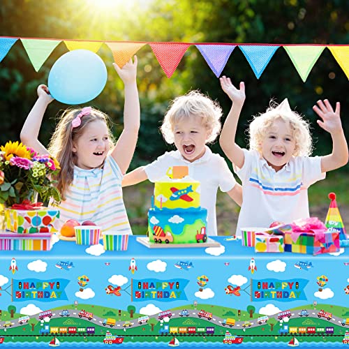 Transportation Table Covers - 3 Pack Birthday Party Supplies, 54 x 108 Inch