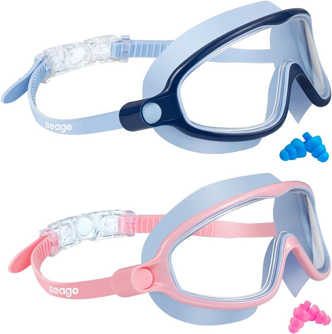 Skiennix Kids Swimming Goggles - Anti-Fog, UV Protection & Watertight Fit | 2 Pack for Ages 3-15