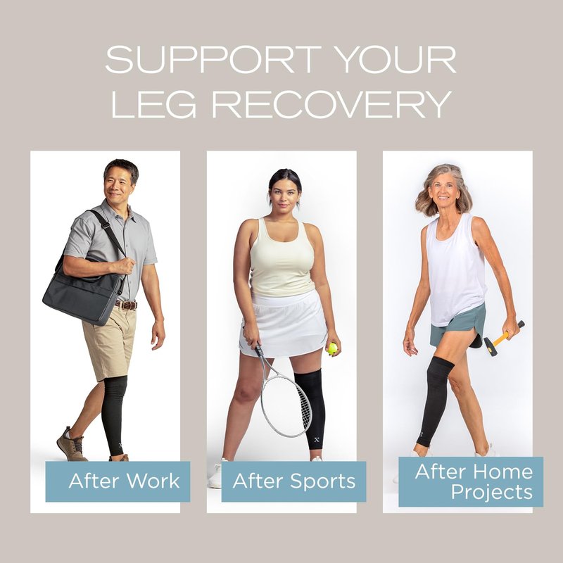 NUFABRX Medicine-Infused Pain Relieving Leg Compression Sleeve for Men and Women with Leg/Knee Pain, Arthritis, Tendonitis, and Calf Cramps