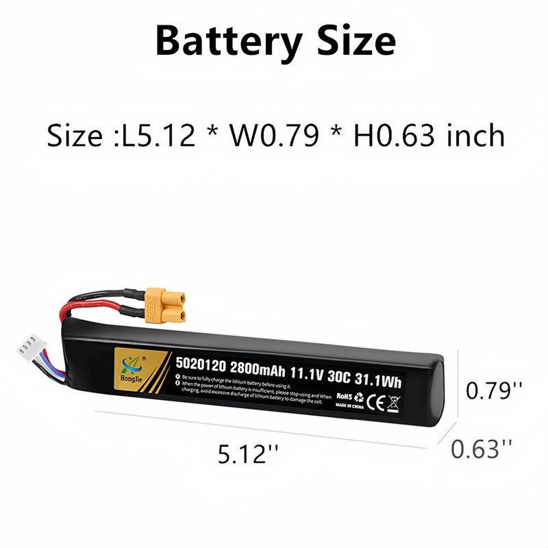 Cecicebb 11.1V 2800mAh Airsoft Battery with XT30 Connector and USB Charger Cable for Airsoft Guns Airsoft Rifle 11.1V Airsoft Battery