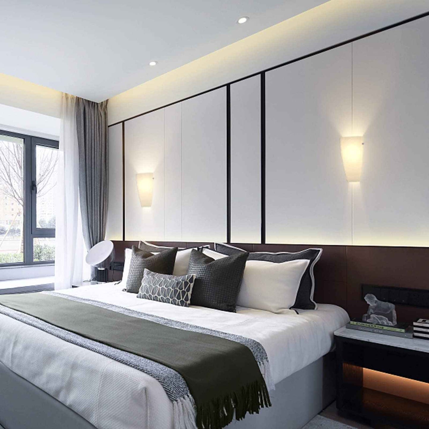 Wall Sconces Set of Two, Wall Mount Light Fixtures Acrylic Shade, Up or Down Hallway Sconces Wall Lighting for Bedroom Living Room Stairwell (Not Include Bulbs)