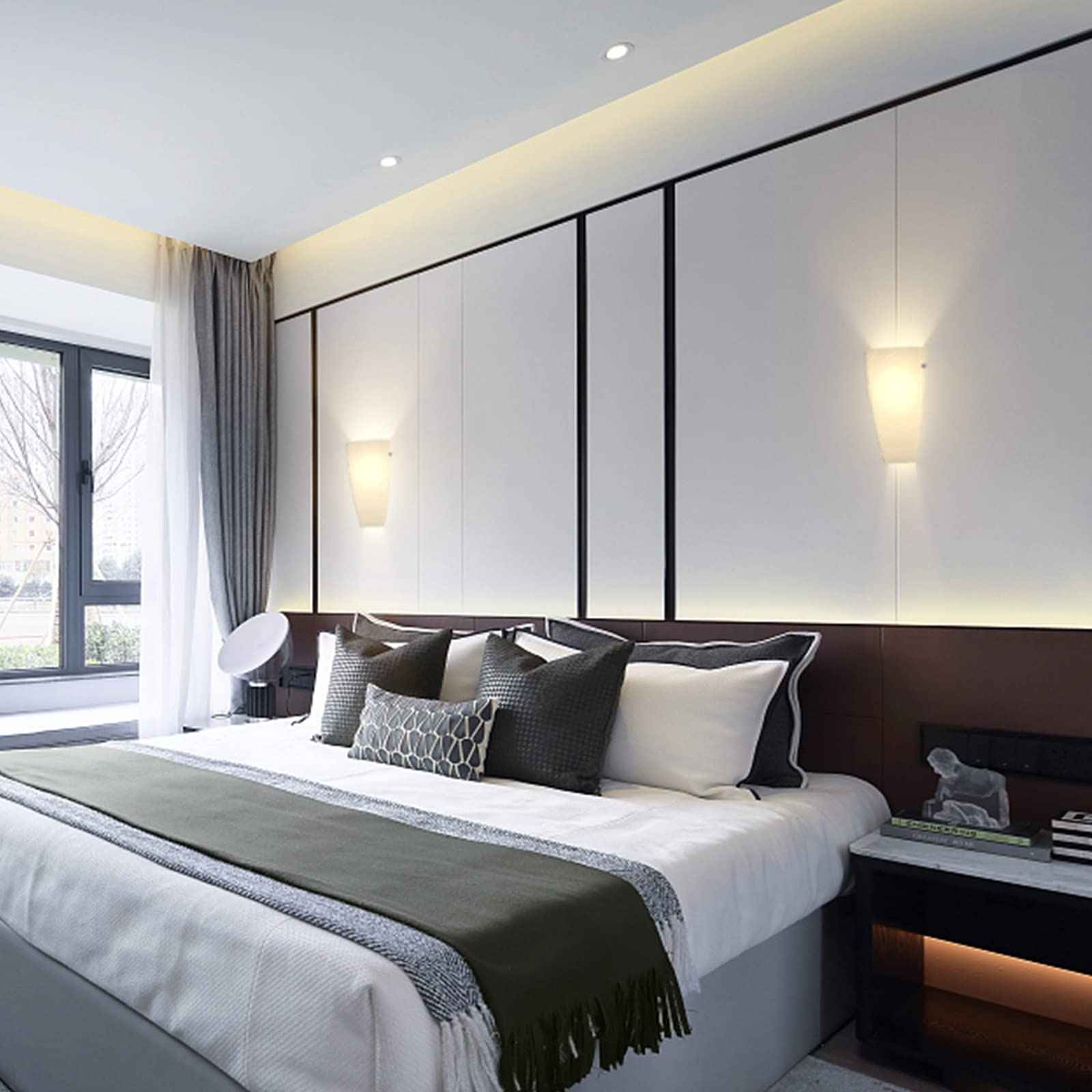 Wall Sconces Set of Two, Wall Mount Light Fixtures Acrylic Shade, Up or Down Hallway Sconces Wall Lighting for Bedroom Living Room Stairwell (Not Include Bulbs)