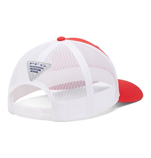 Columbia Unisex PFG Hooks Mesh Snap Back - High, Red Spark/White, One Size