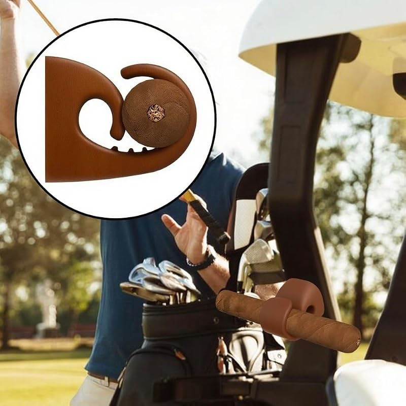 Magnetic Cigar Holder for Golf Cart - Waterproof Silicone Clip - Brown 1 Pack