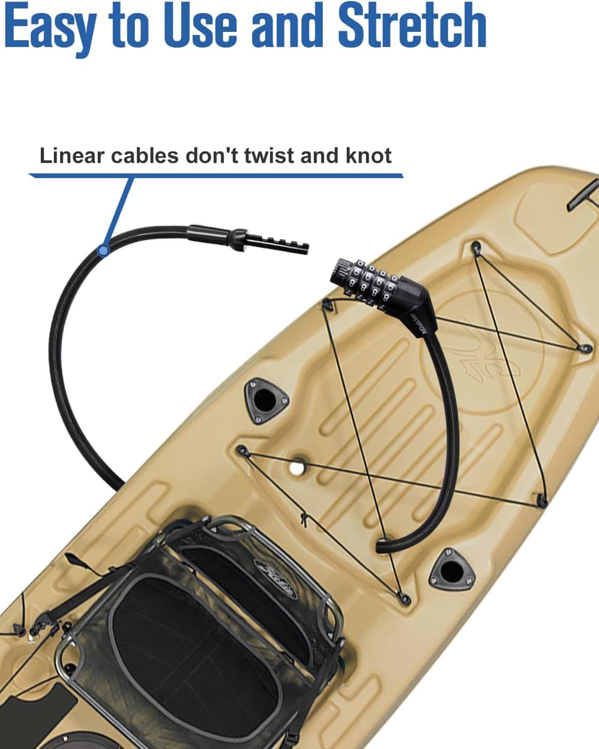 NDakte Bike Lock - Extra Long Straight Cable Lock (6FT to 27FT) with Resettable Combination for Kayaks & Scooters