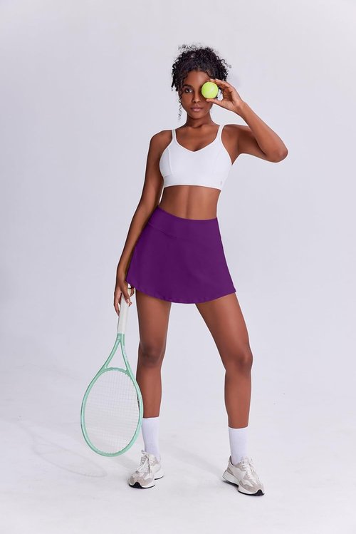 **PINSPARK Women's Tennis Skirts - Lightweight Pleated Athletic Skort with Shorts Pocket for Golf & Pickleball**
