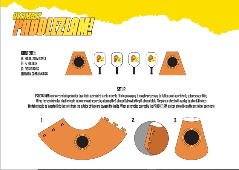 PaddleZlam Ultimate Pro Series for Beach Backyard Gymnasium or Camping - 2 Large Gaming Cones - 4 Fiber Paddles - 2 Outdoor Pickle Balls with 1 Carry Bag and Scoring Stickers