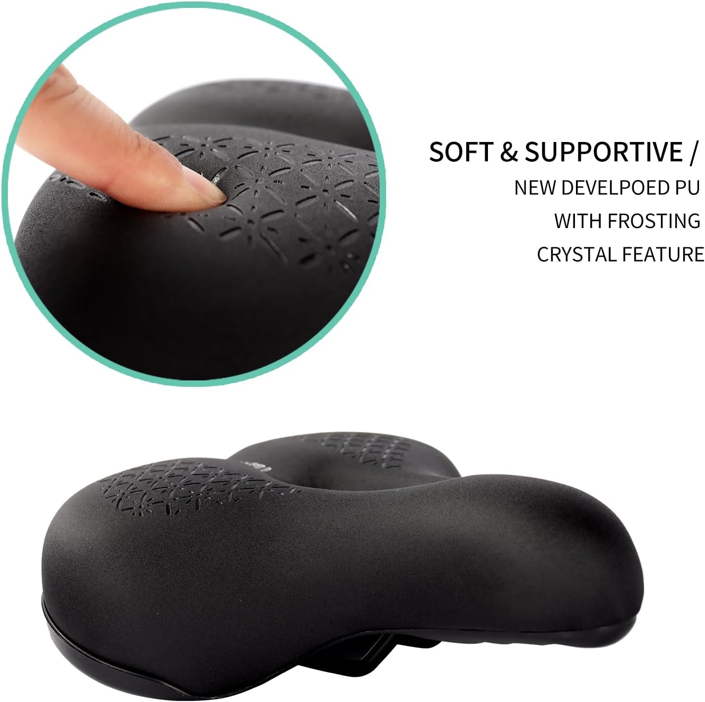 Skiennix Comfortable Bike Seat Cushion - Dual Shock Absorbing Memory Foam | Waterproof Saddle for Road Bikes