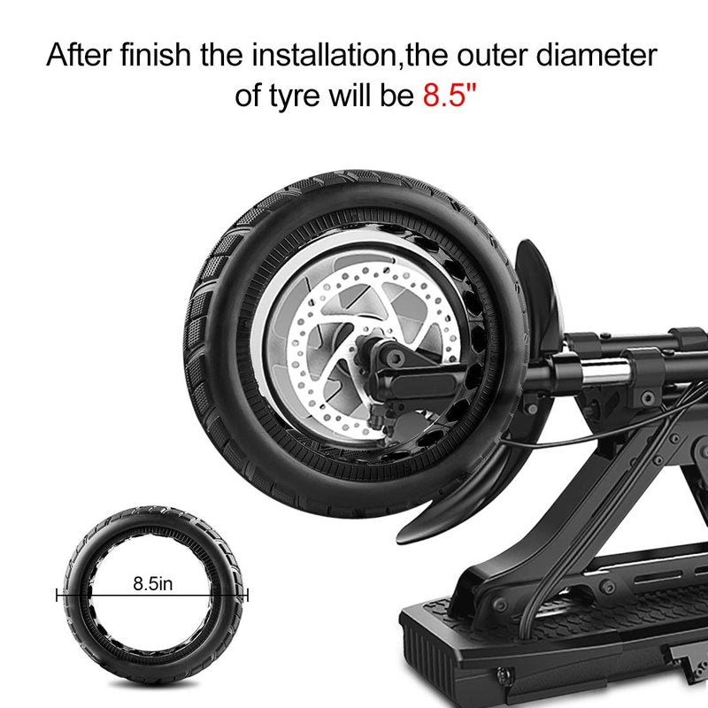 FOXNSK 8.5 Inch Solid Tire Tyre for Mijia M365, Front/Rear Rubber Tire Wheel Replacement for Electric Scooter 8 1/2x2 Anti-slip (2 PCS)