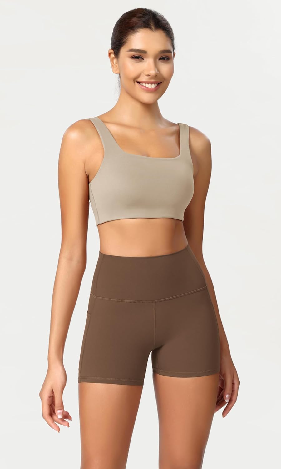 ODODOS Women's High Waist Yoga Shorts - Buttery Soft Lounge Biker Shorts with Pockets | Sizes 4-10
