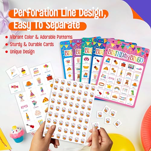 Birthday Bingo Game Set - 25 Players, 25 Bingo Cards & Chips