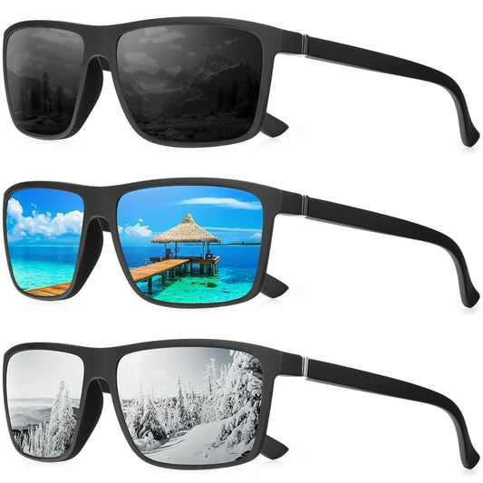 QALLY Polarized Sports Sunglasses for Men Women, UV400 Protection Mens Sunglasses Wrap Around Sun Glasses for Cycling