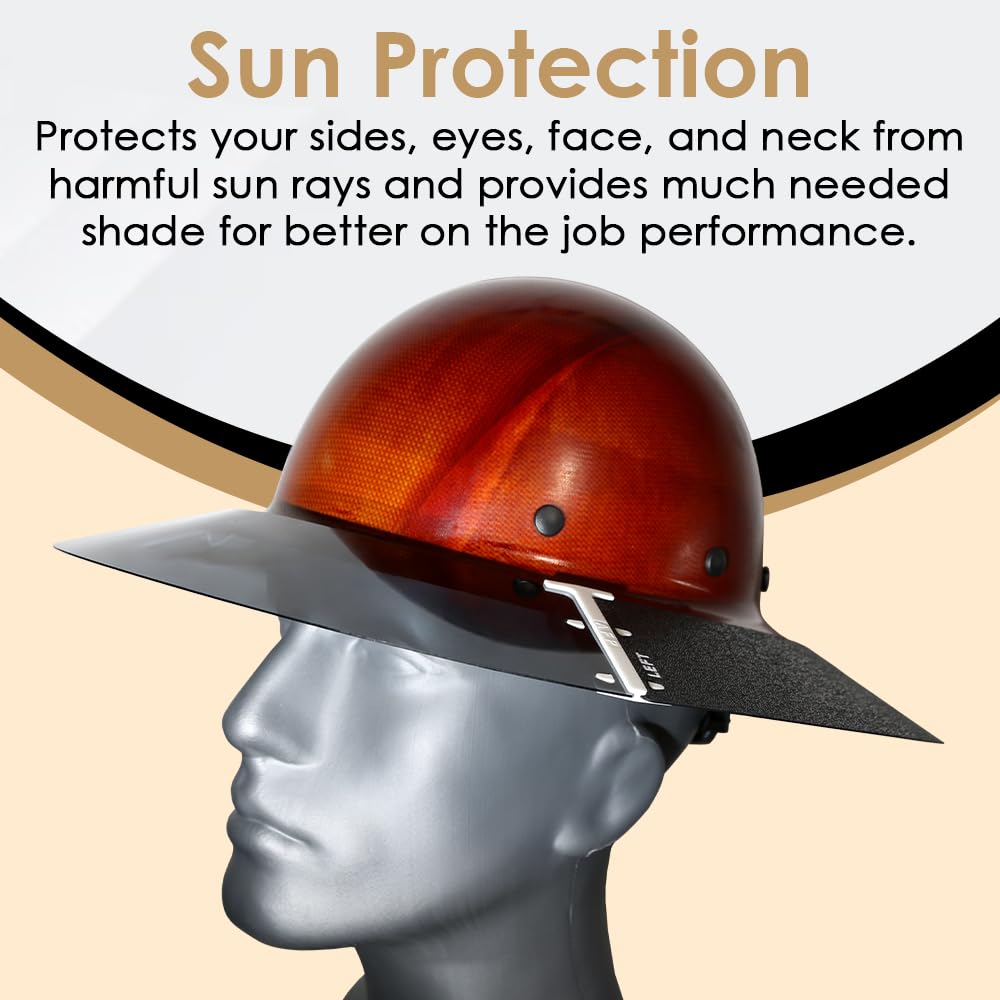 AFP Full-Brim Tinted Smoke Polyurethane Plastic Sun Shield Hard Hat Visor | Standard Brim Extender | Sun & Heat Protection Reusable Accessory | Compatible with AFP Brand Hard Hats ONLY