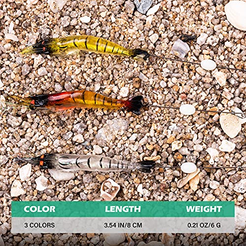Goture 12pcs Soft Luminous Shrimp Fishing Lures Set 3.54in Saltwater Bait