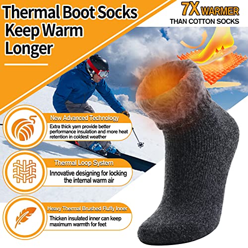 Welwoos 3 Pairs Warm Thermal Socks for Men & Women, Large/Dark Black