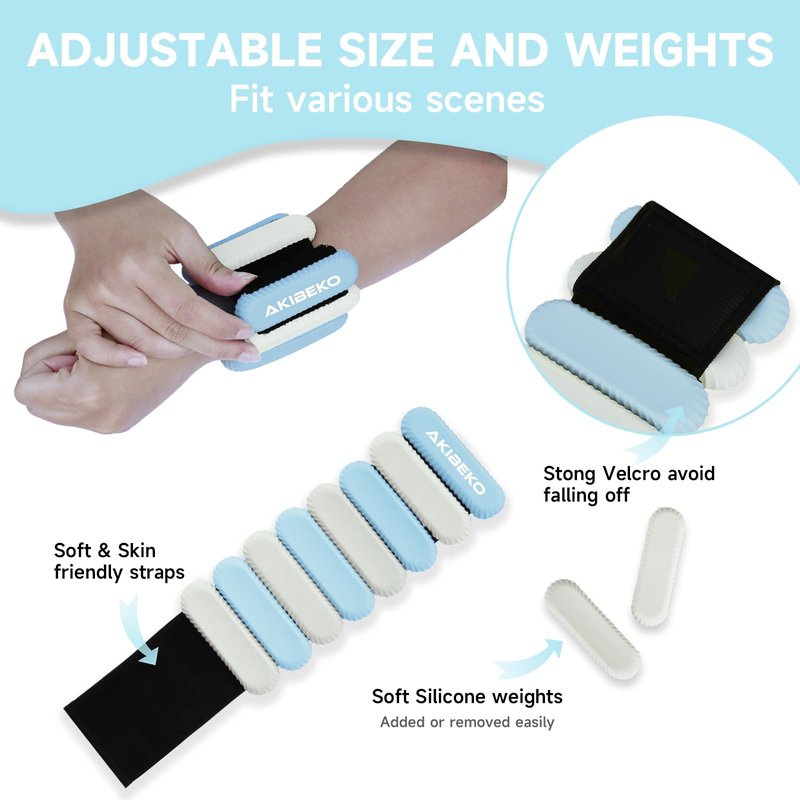 Wrist and Ankle Weights for Women at Home, Wearable Set of 2(1Lbs Each) Weighted Bracelet for Men, Adjustable Arm & Leg Weights for Workout, Walking, Exercise, Gym, Running