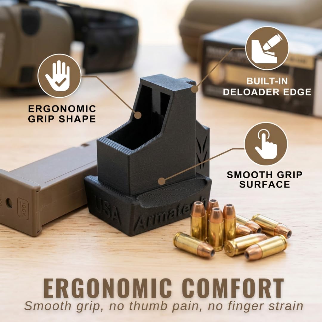 splash n color Magazine Speed Loader for The Glock 17 19 22 23 26 27 31 32 33 34 35 37 9mm, 40 S&W & .357 SIG - Single Flange - Carbon Fiber