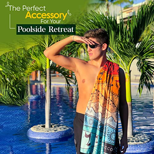 ECCOSOPHY Marrakesh Microfiber Oversized Beach Towel - Quick Dry, Sand Free 71x35
