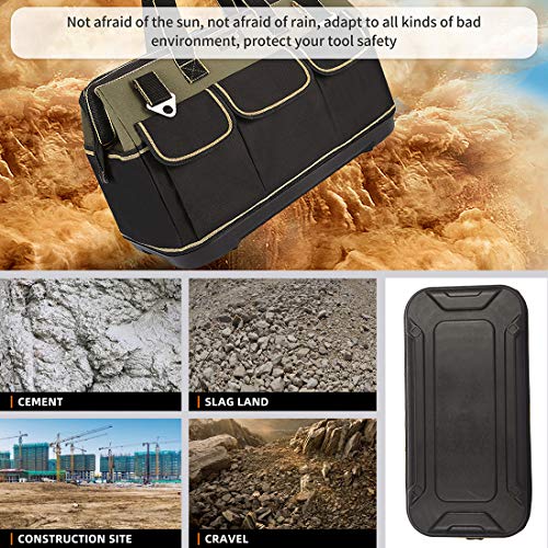 FASTECH 20-inch Wide Mouth Tool Bag with Water Proof Molded Base£¬Wide Mouth Tool Tote Bag,Waterproof Tool Organizer Bag for Men with Adjustable Shoulder Strap (20 inch)