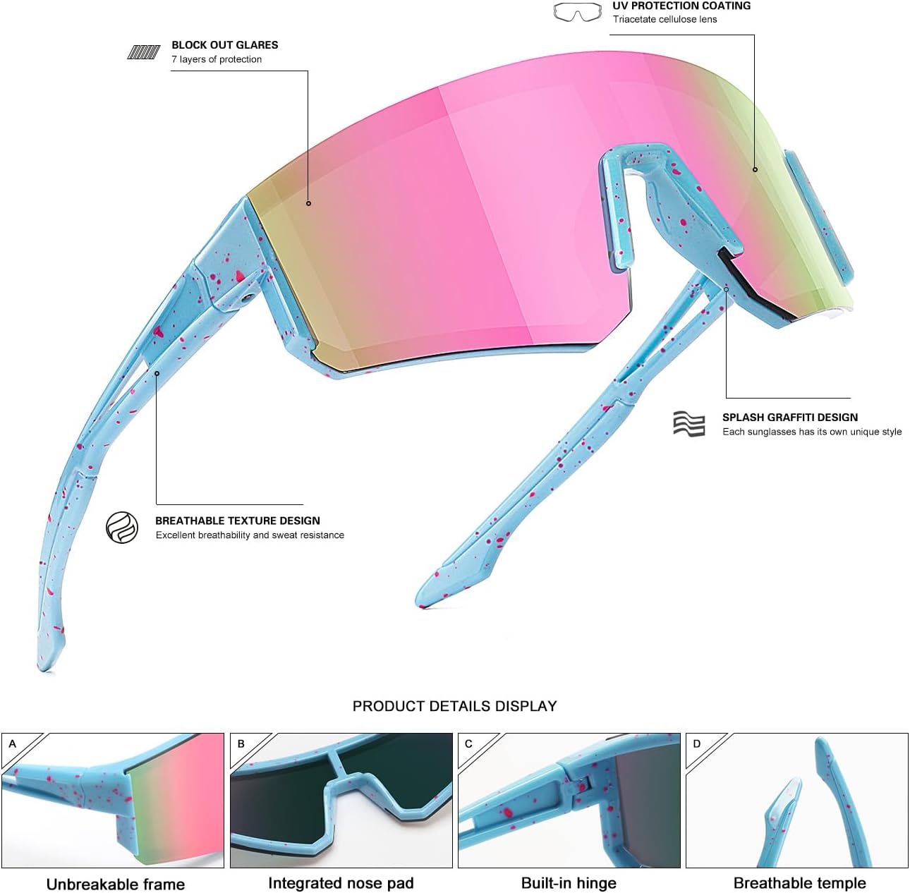 SEKKAF Youth Baseball Sunglasses - Lightweight Sports Eyewear for Kids Ages 6-12 | Ideal for Softball & Cycling