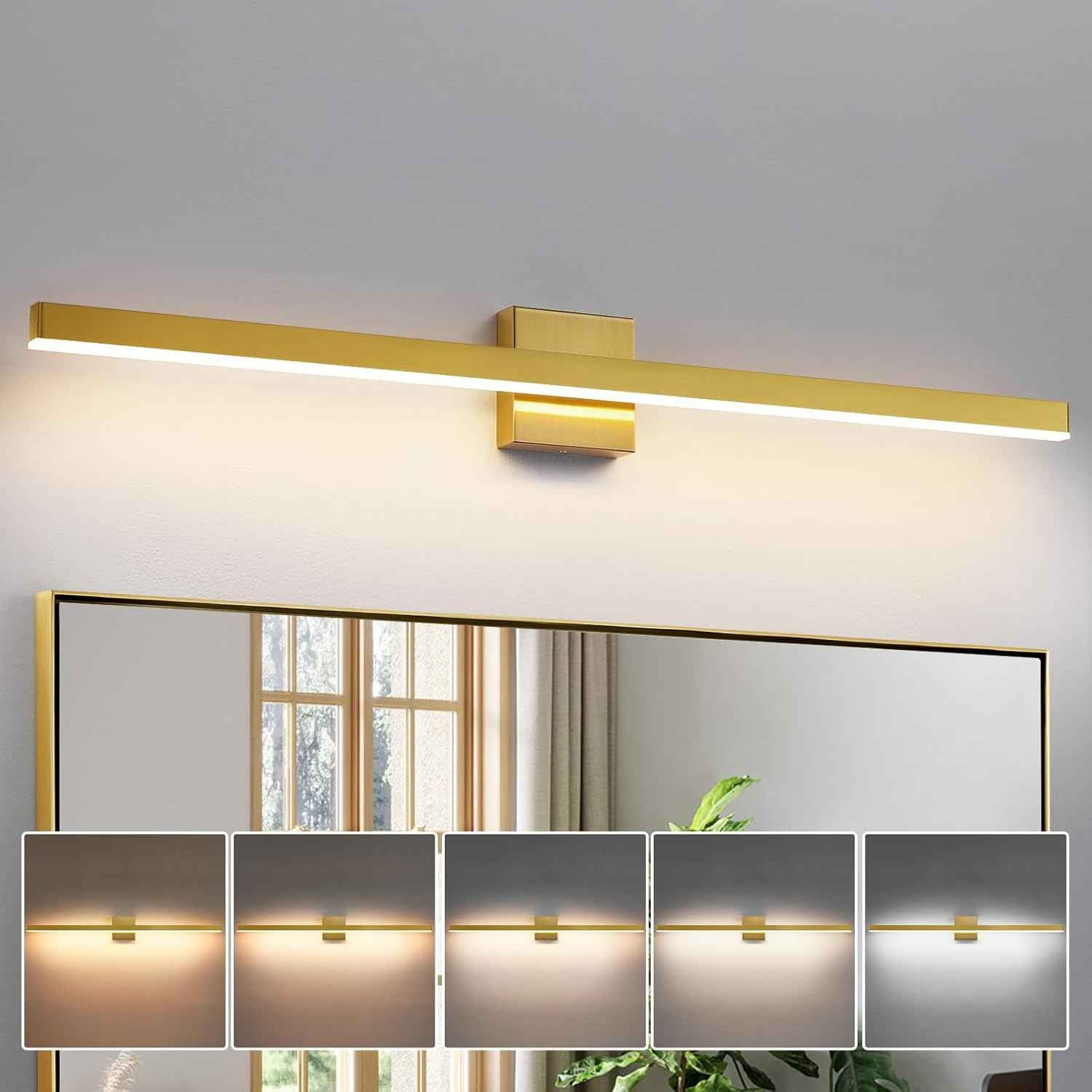 24-Inch Dimmable Gold Bathroom Vanity Light - Modern LED Bar Fixture for Over Mirror