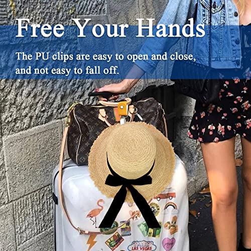 Hat Clip for Travel - PU Leather Multifunctional Duckbill Clip - Black & Blue