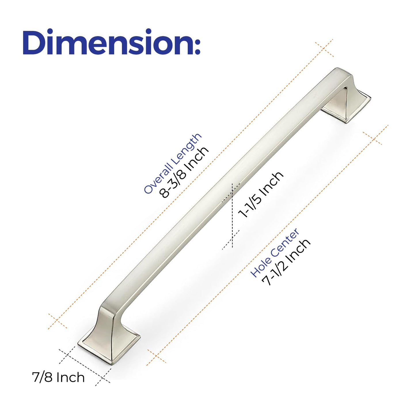 Ravinte 30 Pack Solid 7-1/2" Square Foot Arch Pulls Kitchen Cabinet Handles Brushed Nickel Pulls Silver Dresser Kitchen Cupboard Hardware Handles for Cabinets Cupboard Drawers