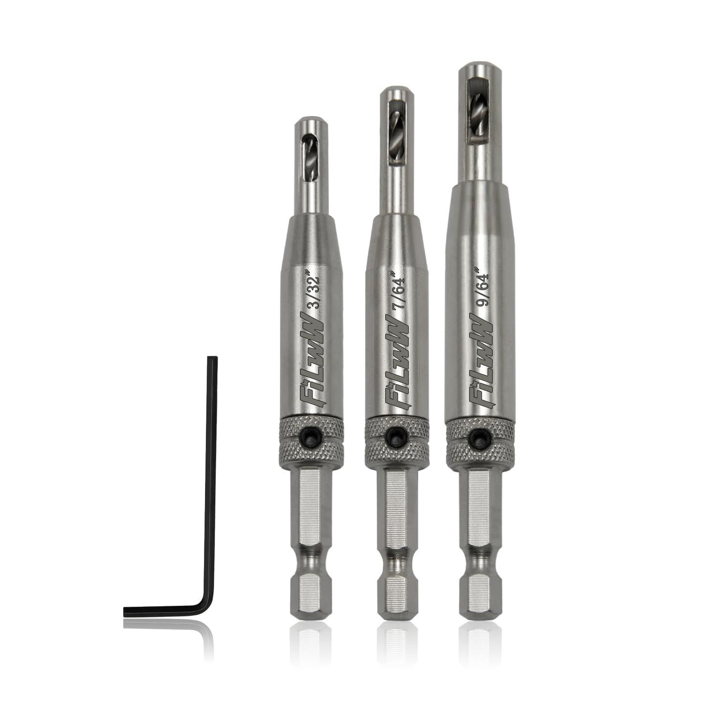 FiLwW Self-Centering Drill Bit Set, CC2430 3/32", 7/64", 9/64" Self Centering Drill Bit VIX Bit for #6 8 10 Screws
