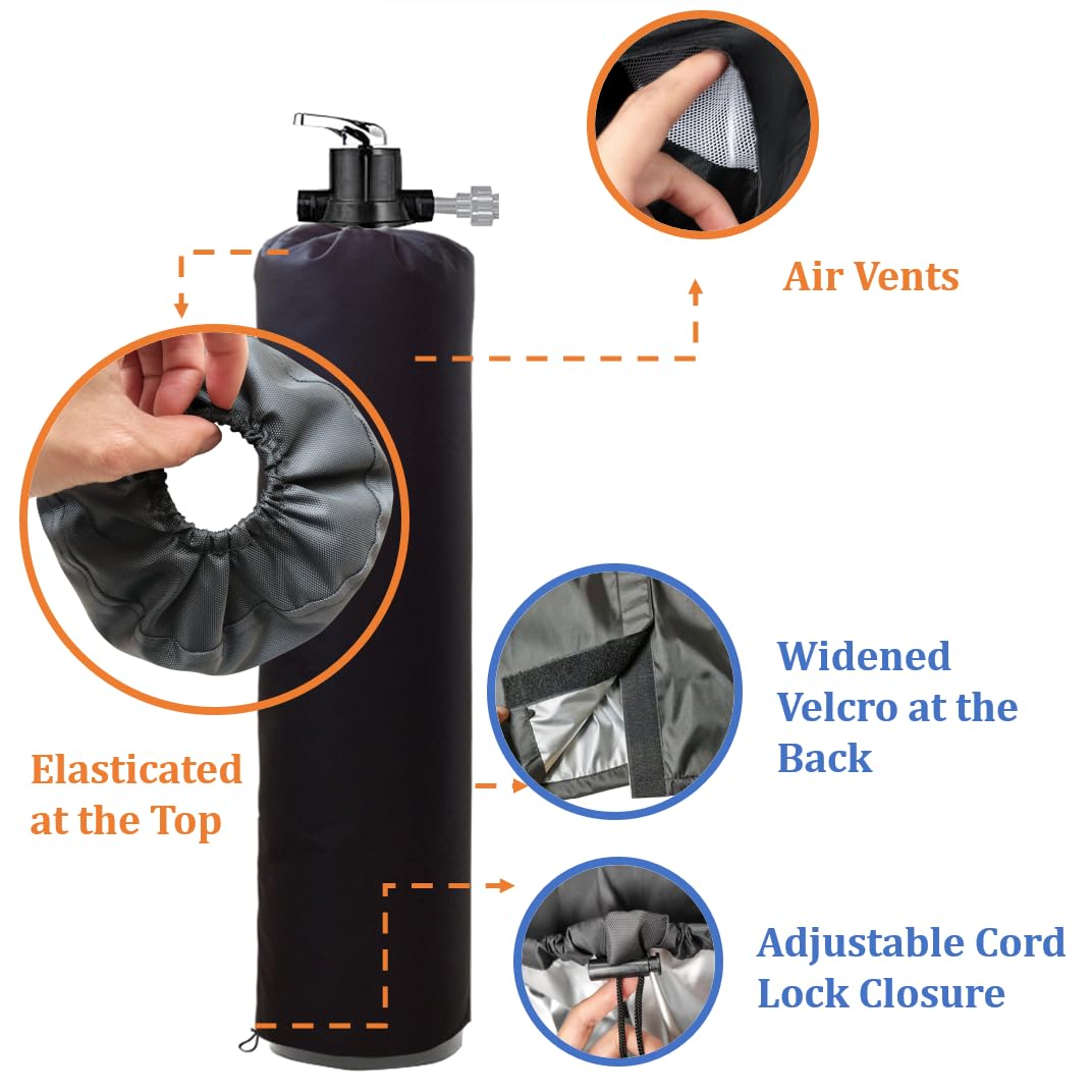 CHENGNAN Water Softeners Covers for Outside Units,3 Pcs Water Softener Covers,2 Pcs Filter Tank Covers+1 Pcs Brine Tank Cover,Water Softener Cover Outdoor,Water Softener Covers, Black